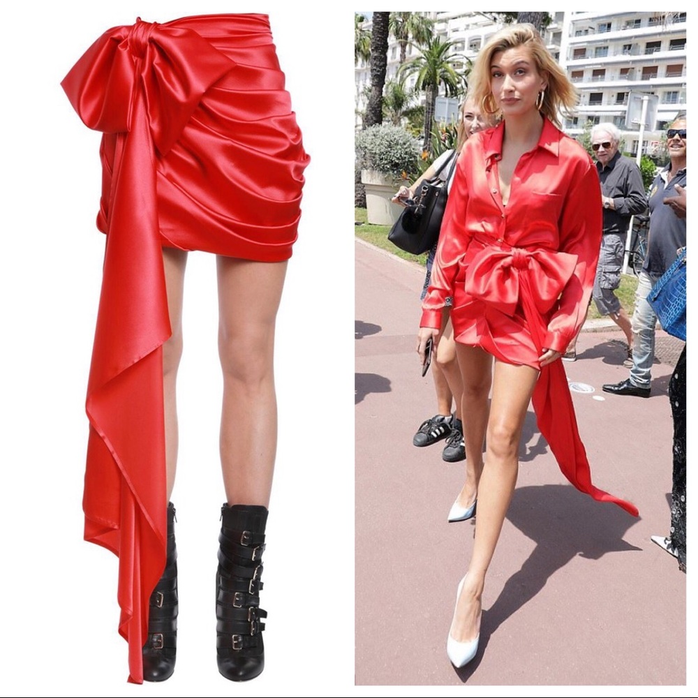 $2K Alta moda satin silk skirt with Big bow FIRM